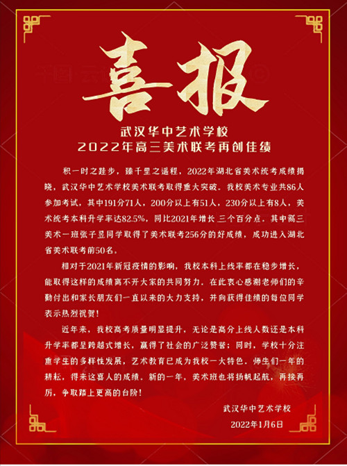 华中艺校2022年喜报